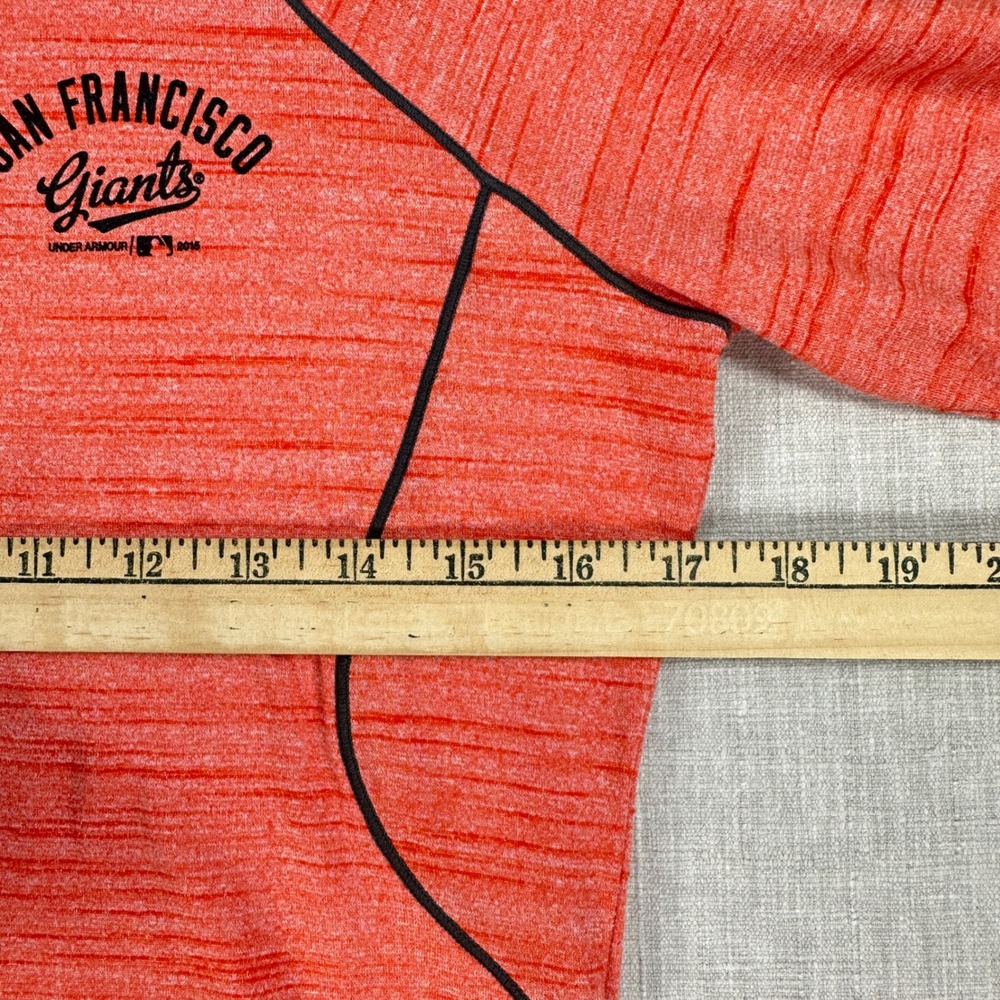 SF Giants Under Armour Quarter Zip Fitted Pullover Top Women Size Medium Orange - Picture 9 of 10
